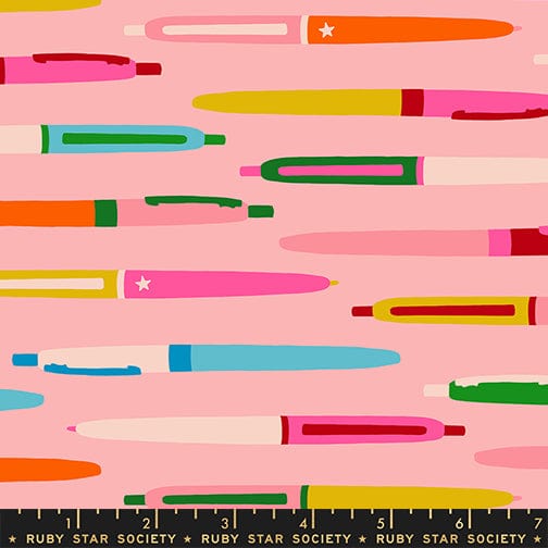 Pens in Balmy quilting fabric, part of the Trinketry fabric collection by Melody Miller (SKU: RS0110 18)