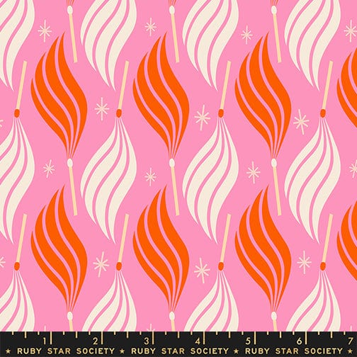 Lit in Flamingo quilting fabric, part of the Trinketry fabric collection by Melody Miller (SKU: RS0113 15)