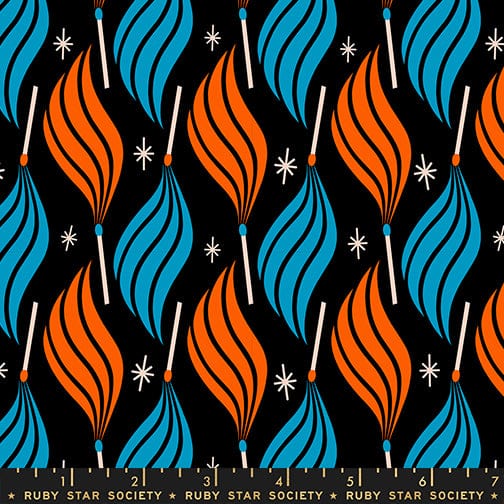 Lit in Black quilting fabric, part of the Trinketry fabric collection by Melody Miller (SKU: RS0113 17)