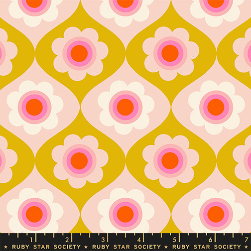 Trinketry Floral in Goldenrod quilting fabric, part of the Trinketry fabric collection by Melody Miller (SKU: RS0114 14)