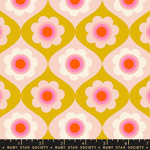 Trinketry Floral in Goldenrod quilting fabric, part of the Trinketry fabric collection by Melody Miller (SKU: RS0114 14)