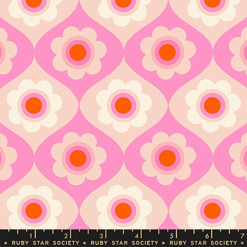Trinketry Floral in Flamingo quilting fabric, part of the Trinketry fabric collection by Melody Miller (SKU: RS0114 17)
