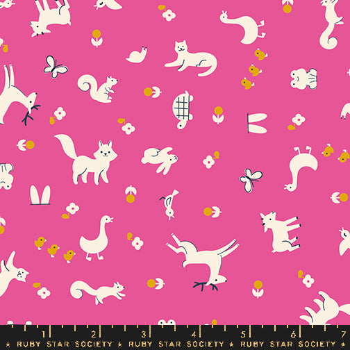 PREORDER - Woodland Park - Menagerie in Raspberry - Rashida Coleman Hale - RS1081 15 - Half Yard