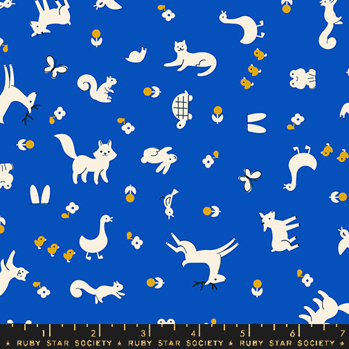 PREORDER - Woodland Park - Menagerie in Blue Ribbon - Rashida Coleman Hale - RS1081 16 - Half Yard