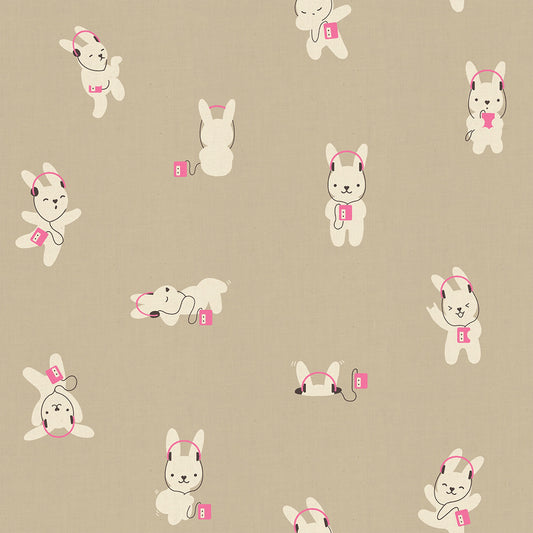 Rabbeats in Khaki quilting fabric, part of the Lofi Linens fabric collection by Rashida Coleman Hale (SKU: RS1129 15CL)