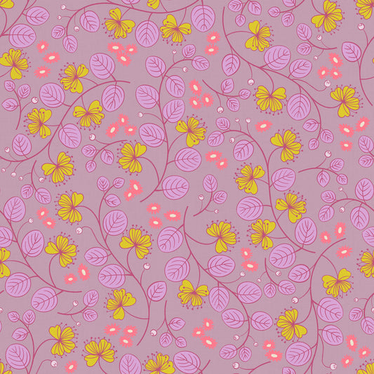 Caper Floral in Lilac quilting fabric, part of the Lofi Linens fabric collection by Rashida Coleman Hale (SKU: RS1133 21CL)
