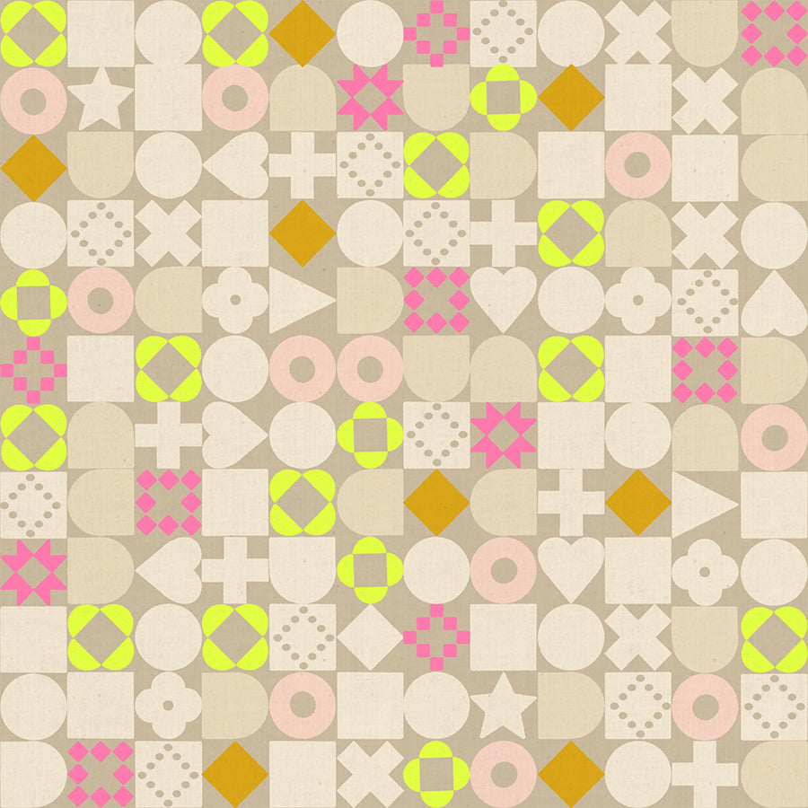 Blocked in Khaki quilting fabric, part of the Lofi Linens fabric collection by Rashida Coleman Hale (SKU: RS1134 13CL)