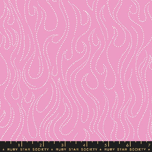 Cotton quilting fabric pattern called 'Flames in Daisy'. Part of the 'Teddy And The Bears' fabric collection. Designed by Sarah Watts for fabric company Ruby Star Society. SKU: RS2109 17. 44-45 inch width.