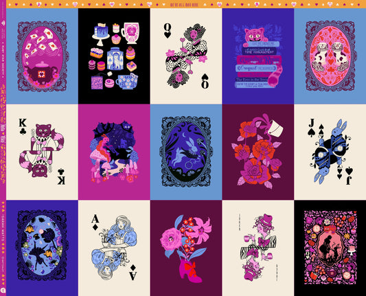 A closeup shot of the quilting fabric panel called Wonderland, designed by Sarah Watts for Ruby Star Society, in the multi colorway. The SKU is RS2120 11.