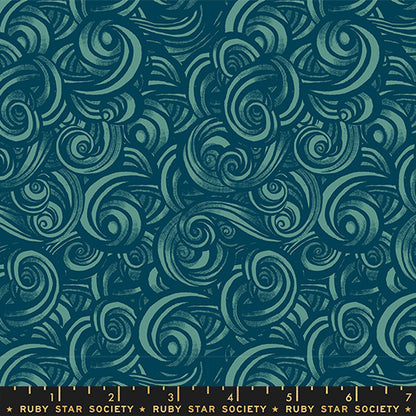 Smoke in Watercress quilting fabric, part of the Fireglow fabric collection by Sarah Watts (SKU: RS2135 15)