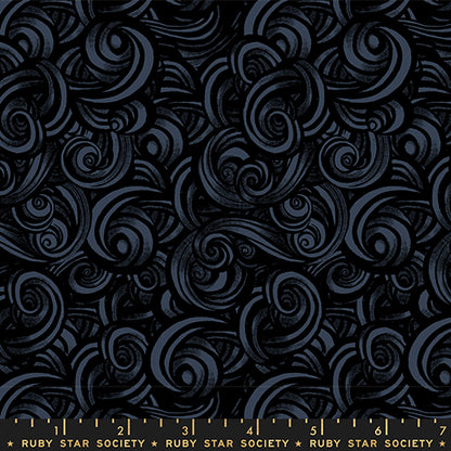 Smoke in Black quilting fabric, part of the Fireglow fabric collection by Sarah Watts (SKU: RS2135 16)