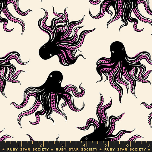 Mystery Food in Black quilting fabric, part of the Ink Shop fabric collection by Sarah Watts (SKU: RS2144 18)