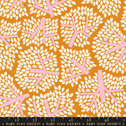 PREORDER - Bird is the Word - Canopy in Turmeric - Kimberly Kight - RS3080 14 - Half Yard