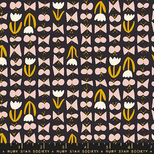 PREORDER - Bird is the Word - Butterflies in Soft Black - Kimberly Kight - RS3081 16 - Half Yard