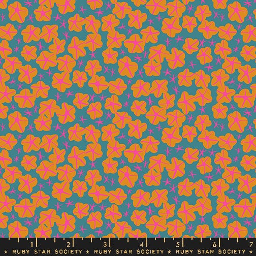 Cotton quilting fabric pattern called 'Moonflower in Storytime'. Part of the 'Bird is the Word' fabric collection. Designed by Kimberly Kight for fabric company Ruby Star Society. SKU: RS3082 14. 44-45 inch width.