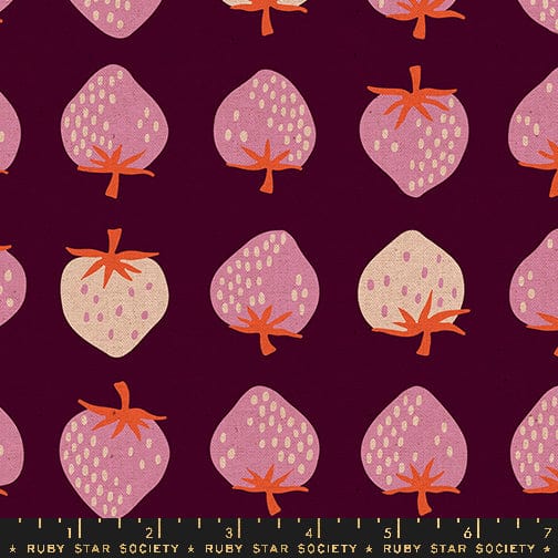 Strawberry - Strawberry Canvas in Deep Plum - Kimberly Kight - RS3087 17L - Half Yard