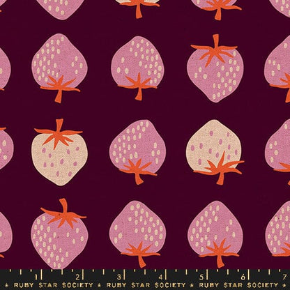 Strawberry - Strawberry Canvas in Deep Plum - Kimberly Kight - RS3087 17L - Half Yard