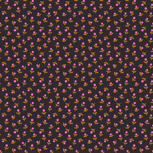 A closeup shot of the quilting fabric pattern called Spout, designed by Alexia Abegg for Ruby Star Society, in the black colorway. The SKU is RS4103 21.