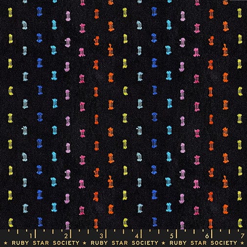 Flicker in Black quilting fabric, part of the Warp and Weft Mystic Fable fabric collection by Alexia Abegg (SKU: RS4128 15)