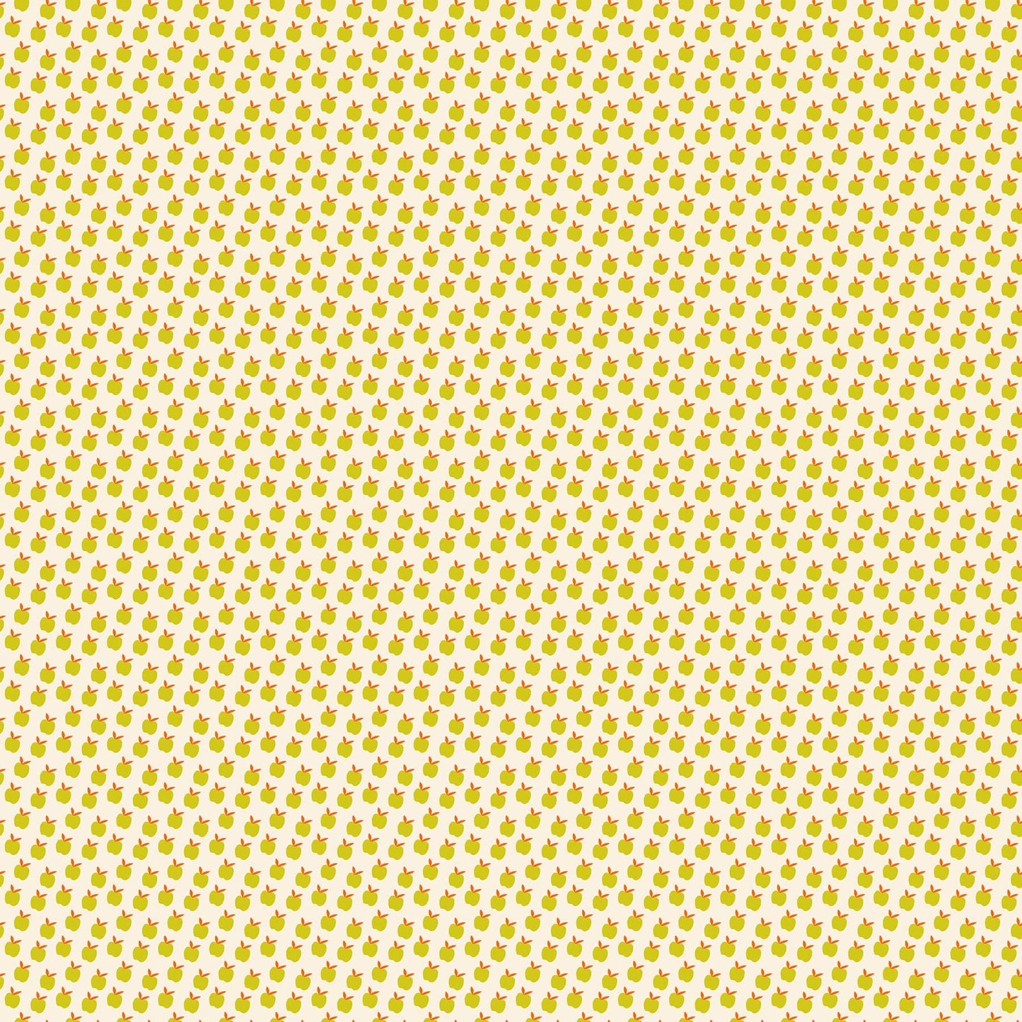 A closeup shot of the quilting fabric pattern called Apples, designed by Alexia Abegg for Ruby Star Society, in the pistachio colorway. The SKU is RS4134 11.