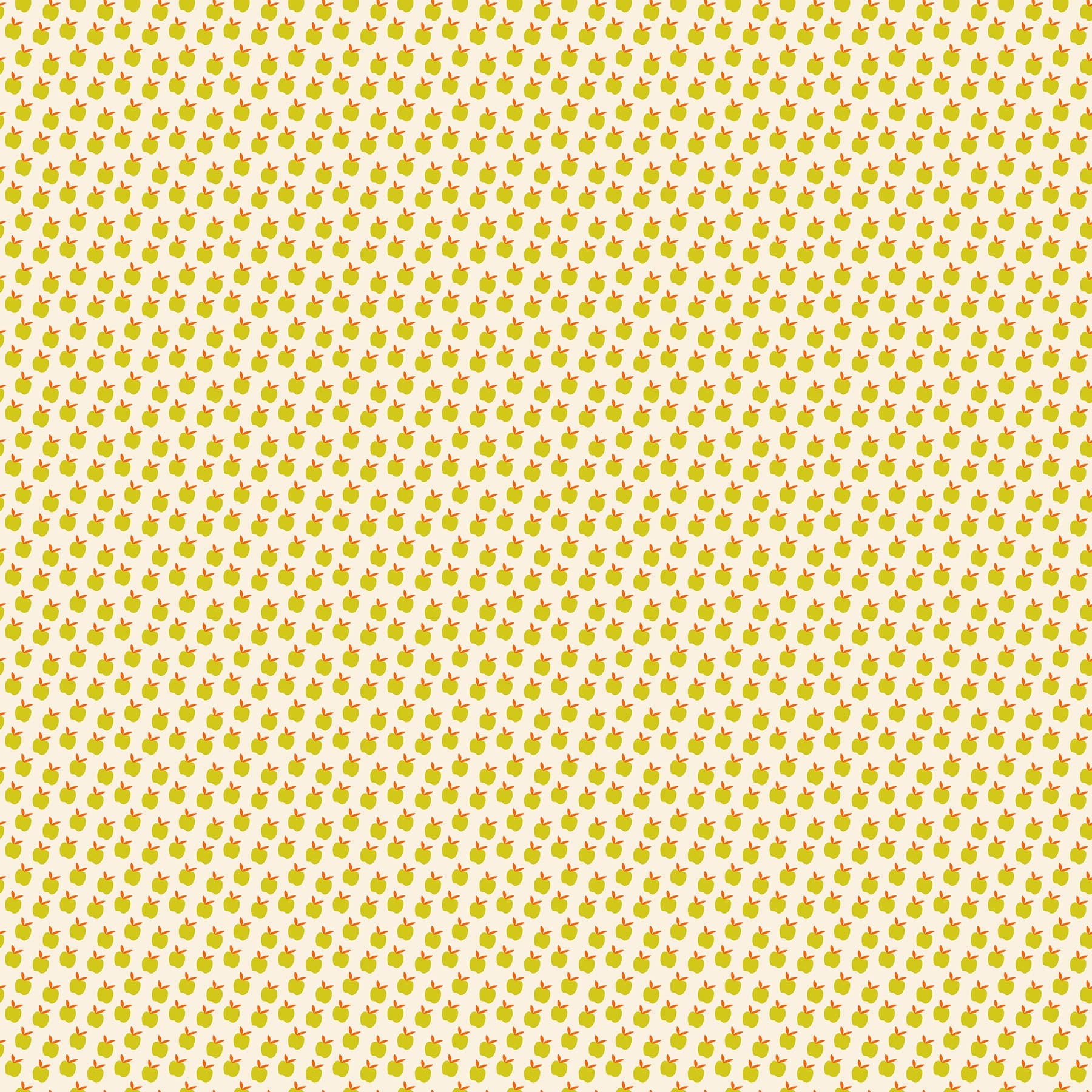 A closeup shot of the quilting fabric pattern called Apples, designed by Alexia Abegg for Ruby Star Society, in the pistachio colorway. The SKU is RS4134 11.