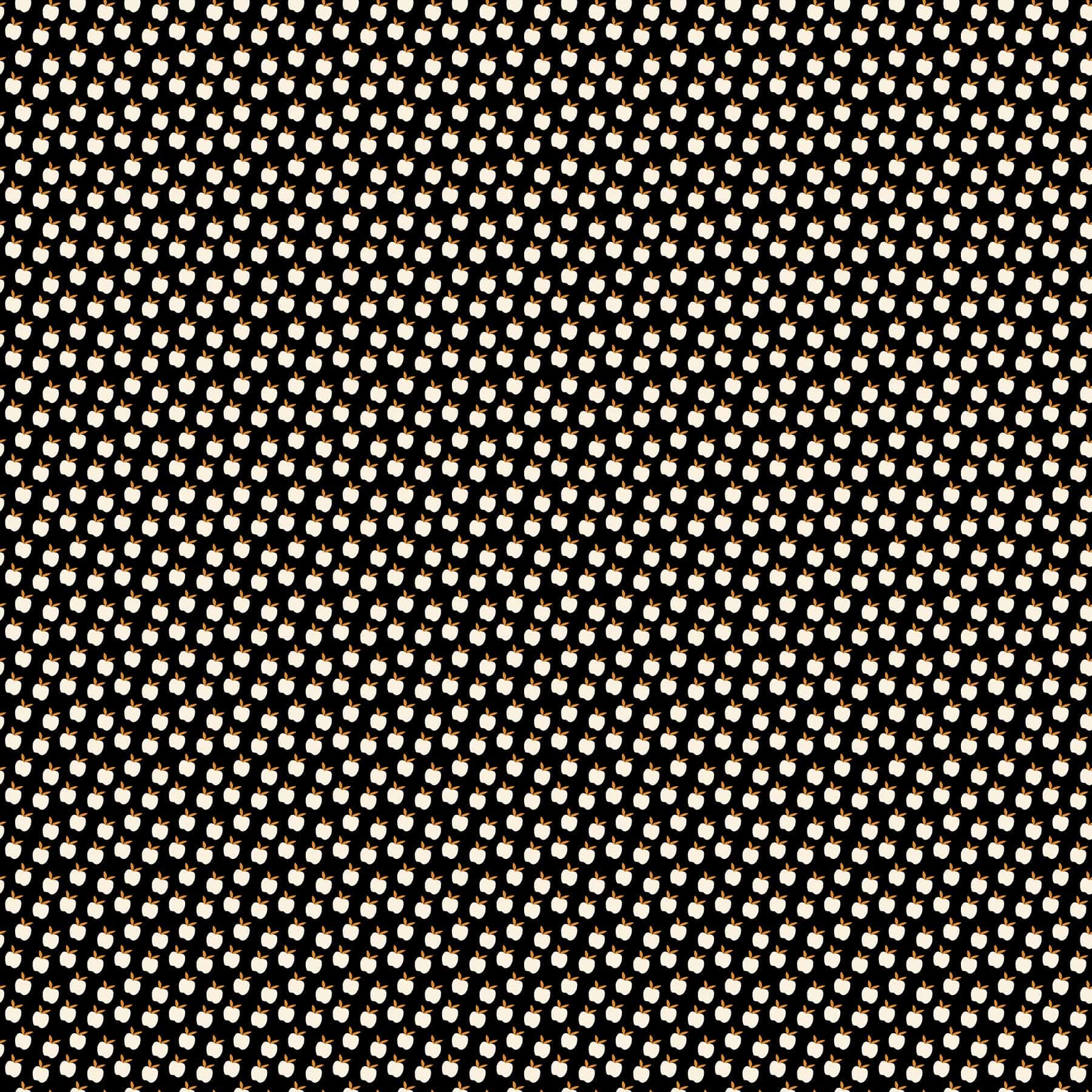 A closeup shot of the quilting fabric pattern called Apples, designed by Alexia Abegg for Ruby Star Society, in the black colorway. The SKU is RS4134 17.