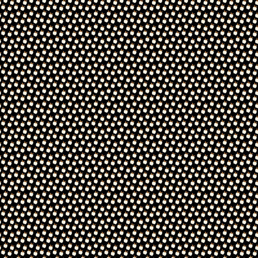 A closeup shot of the quilting fabric pattern called Apples, designed by Alexia Abegg for Ruby Star Society, in the black colorway. The SKU is RS4134 17.