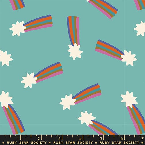 Shooting Star in Cottage Blue quilting fabric, part of the Mystic Fable fabric collection by Alexia Abegg (SKU: RS4148 13)