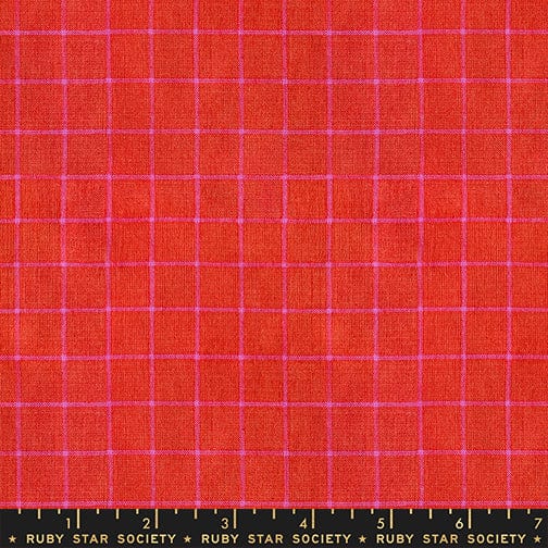 Small Windowpane in Ruby quilting fabric, part of the Warp and Weft Mystic Fable fabric collection by Alexia Abegg (SKU: RS4156 11)