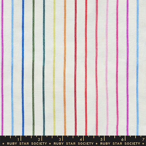 Rainbow Stripe in Natural quilting fabric, part of the Warp and Weft Mystic Fable fabric collection by Alexia Abegg (SKU: RS4161 11)