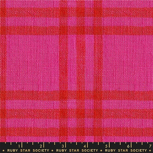 Horizon Plaid Chore Coat in Pink quilting fabric, part of the Warp and Weft Mystic Fable fabric collection by Alexia Abegg (SKU: RS4162 11)