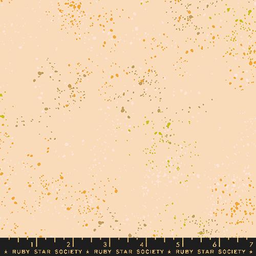 Cotton quilting fabric pattern called 'Creme Brûlée'. Part of the 'Speckled' fabric collection. Designed by Rashida Coleman Hale for fabric company Ruby Star Society. SKU: RS5027 136. 44-45 inch width.