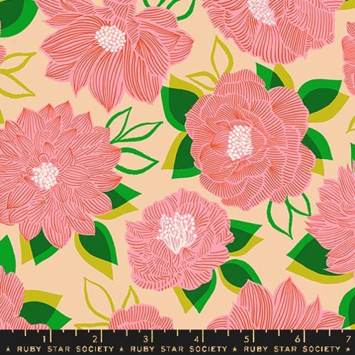 Cotton quilting fabric pattern called 'Blooming in Sorbet'. Part of the 'Favorite Flowers' fabric collection. Designed by Ruby Star Society for fabric company Ruby Star Society. SKU: RS5143 13. 44-45 inch width.
