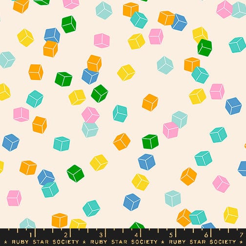 Cotton quilting fabric pattern called 'Cuby in Natural'. Part of the 'Eye Candy' fabric collection. Designed by Ruby Star Society for fabric company Ruby Star Society. SKU: RS5158 12. 44-45 inch width.