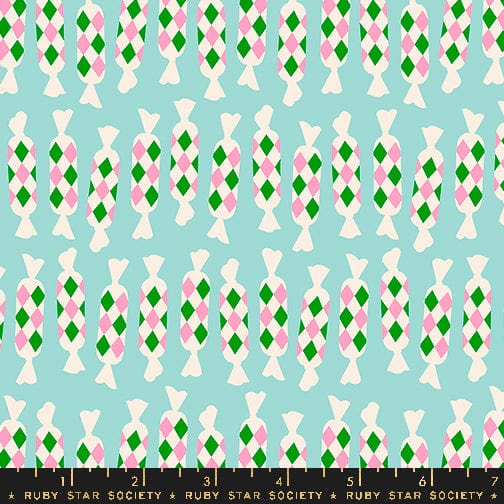 Cotton quilting fabric pattern called 'Diamond Candies in Frost'. Part of the 'Eye Candy' fabric collection. Designed by Ruby Star Society for fabric company Ruby Star Society. SKU: RS5159 21. 44-45 inch width.
