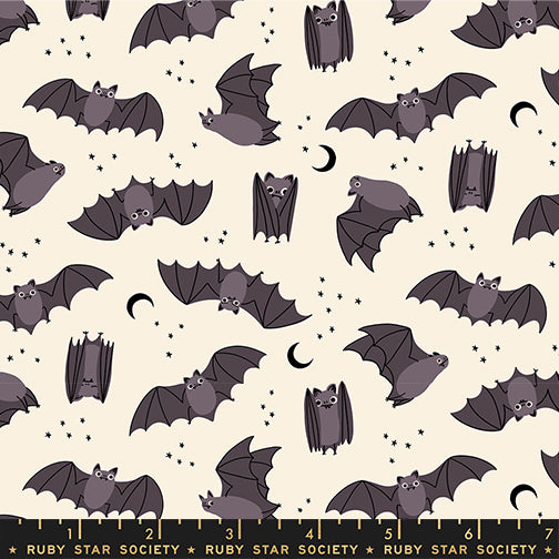 Freaky Familiars - Fat Bats in Natural - by Ruby Star Society - Half Yard