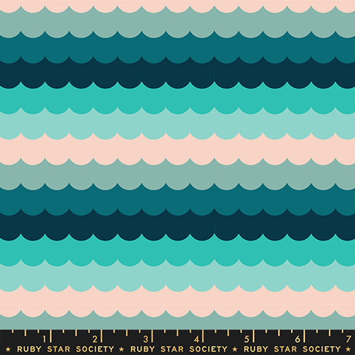 Umbrella Scallops in Peacock quilting fabric, part of the Poolside Too fabric collection by Ruby Star Society (SKU: RS5199 16)