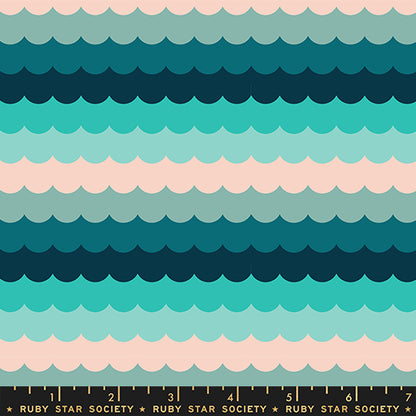 Umbrella Scallops in Peacock quilting fabric, part of the Poolside Too fabric collection by Ruby Star Society (SKU: RS5199 16)