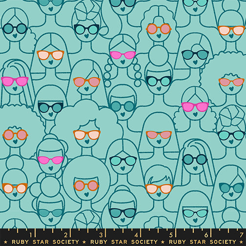 Shine Girl Shine in Lagoon quilting fabric, part of the Poolside Too fabric collection by Ruby Star Society (SKU: RS5202 15)
