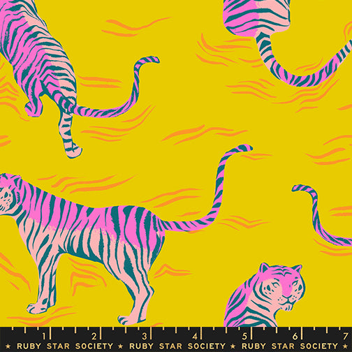 Tigress in Golden Hour quilting fabric, part of the Poolside too fabric collection by Ruby Star Society (SKU: RS5203 11)
