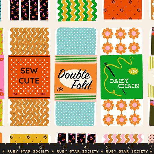 Sew Cute in Shell quilting fabric, part of the 1 800 Notion fabric collection by Ruby Star Society (SKU: RS5207 11)