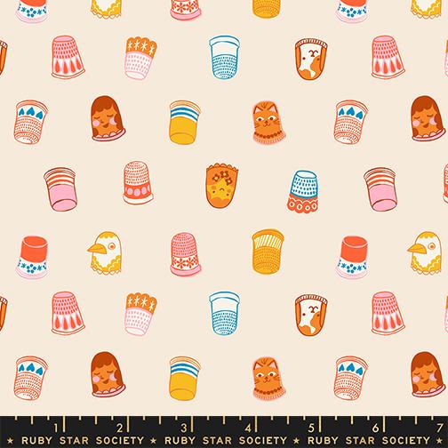 Thimbles in Shell quilting fabric, part of the 1 800 Notion fabric collection by Ruby Star Society (SKU: RS5211 11)