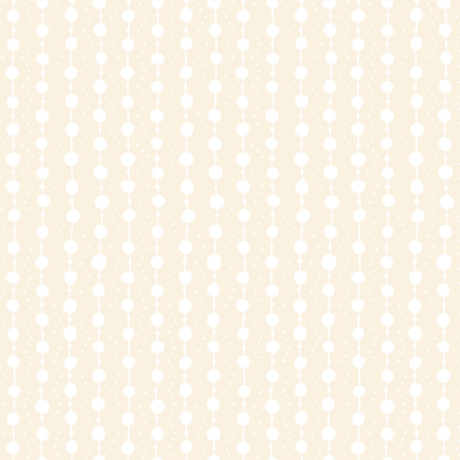 Cotton quilting fabric pattern called 'Pearls in Natural'. Part of the 'Endpaper' fabric collection. Designed by Jen Hewett for fabric company Ruby Star Society. SKU: RS6047 11. 44-45 inch width.