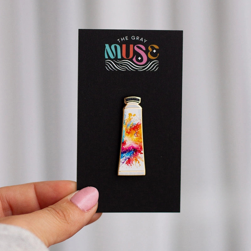 The Gray Muse - Rainbow Watercolor Paint Tube - Enamel Pin