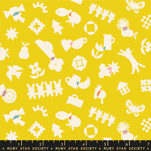 All Goods in Starfruit quilting fabric, part of the Paper Cuts 2 fabric collection by Rashida Coleman Hale (SKU: RS1108 12)