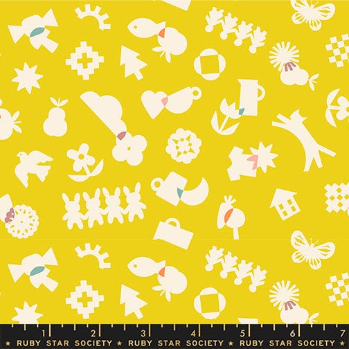 All Goods in Starfruit quilting fabric, part of the Paper Cuts 2 fabric collection by Rashida Coleman Hale (SKU: RS1108 12)