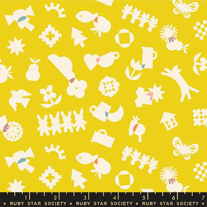 All Goods in Starfruit quilting fabric, part of the Paper Cuts 2 fabric collection by Rashida Coleman Hale (SKU: RS1108 12)