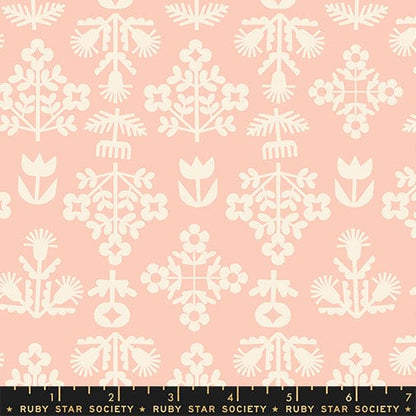 Fresh Cut Flowers in Peach Puff quilting fabric, part of the Paper Cuts 2 fabric collection by Rashida Coleman Hale (SKU: RS1112 13)