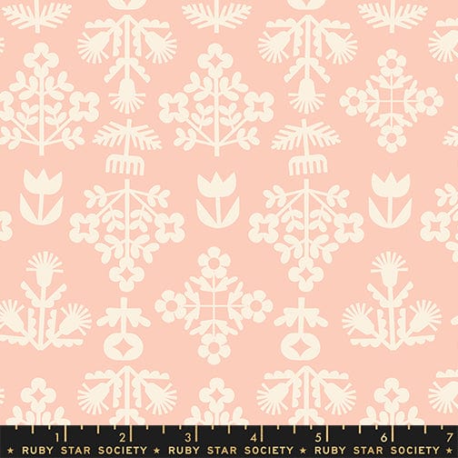 Fresh Cut Flowers in Peach Puff quilting fabric, part of the Paper Cuts 2 fabric collection by Rashida Coleman Hale (SKU: RS1112 13)