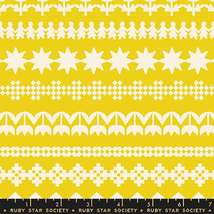 Paper Cuttings in Starfruit quilting fabric, part of the Paper Cuts 2 fabric collection by Rashida Coleman Hale (SKU: RS1109 12)